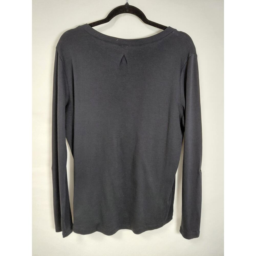 L.L.Bean Gray Henley Pleated Knit Lightweight Top Women Size L - Picture 4 of 8